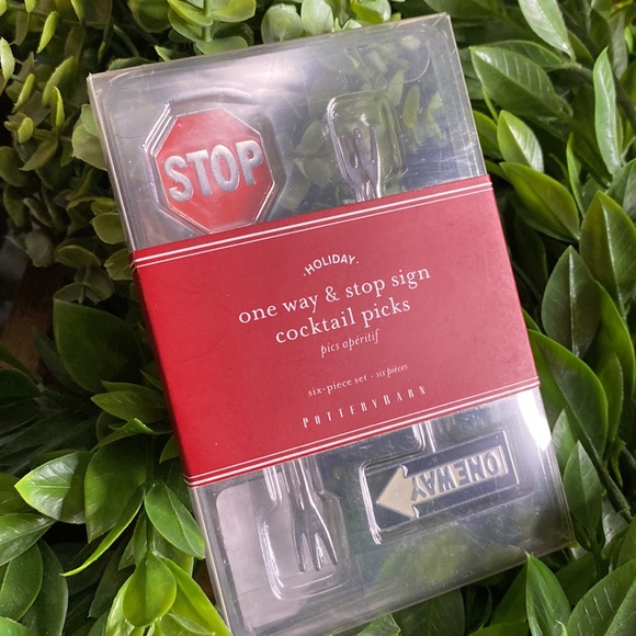 Pottery Barn Holiday One Way and Stop Sign Set of Six Metal Cocktail Picks 🛑 - Picture 10 of 16